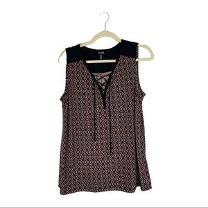 Jones New York Lace Up Sleeveless Top, Size Large